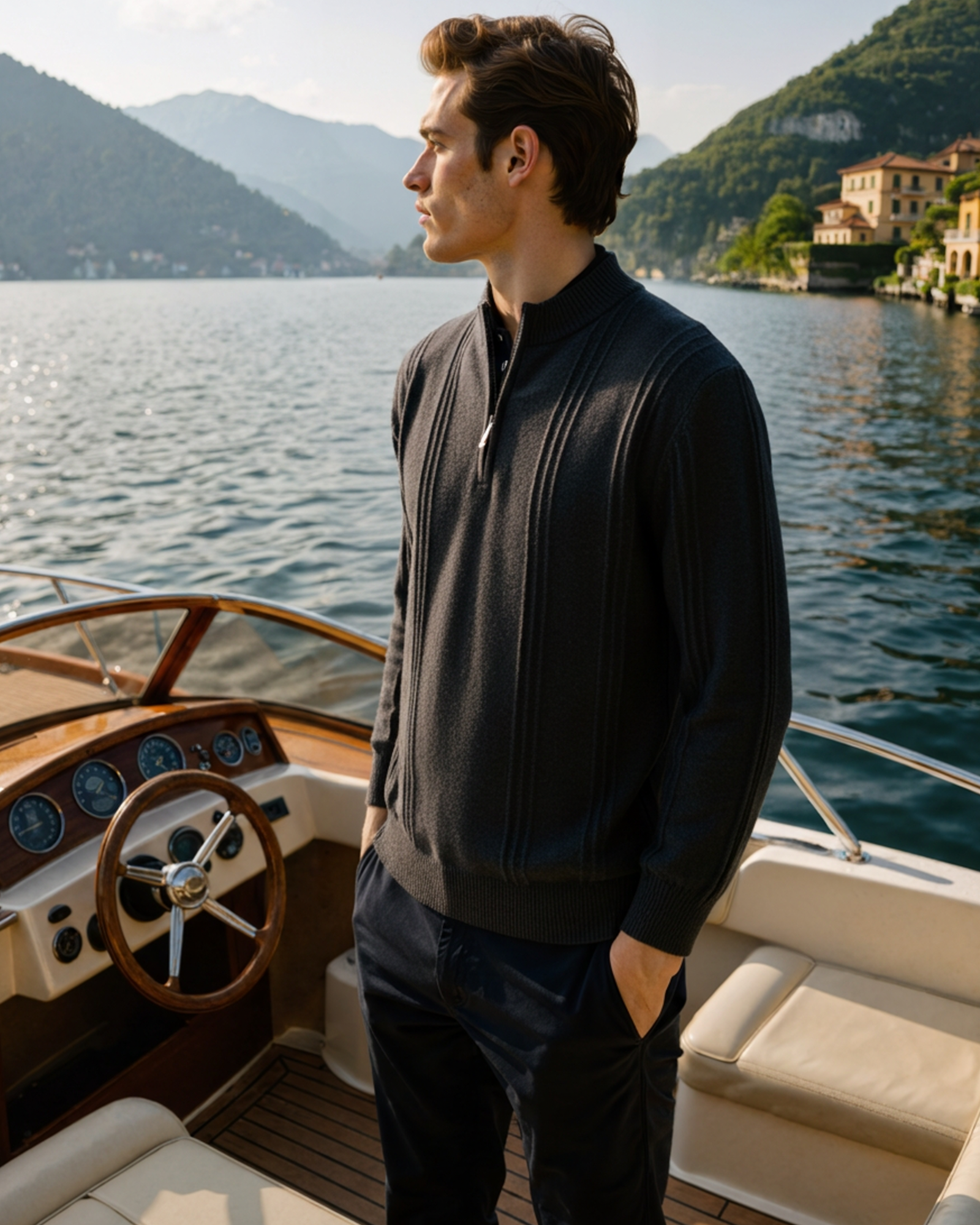 100% Cashmere Ribbed Half-Zip Jumper
