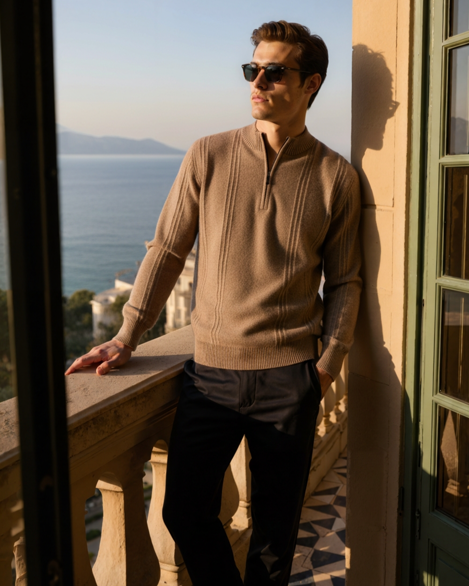 100% Cashmere Ribbed Half-Zip Jumper