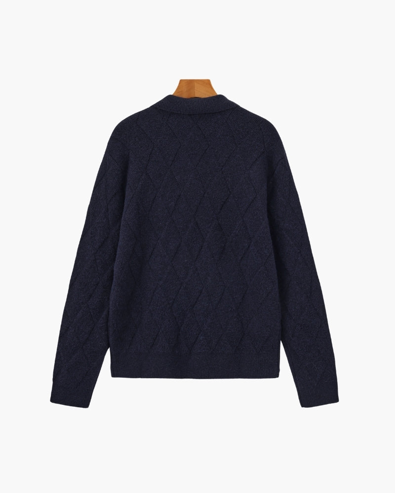 Heritage Diamond Knit Half-Zip Cardigan