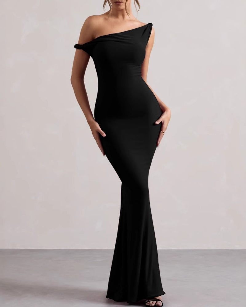 One-Shoulder Bodycon Maxi Dress