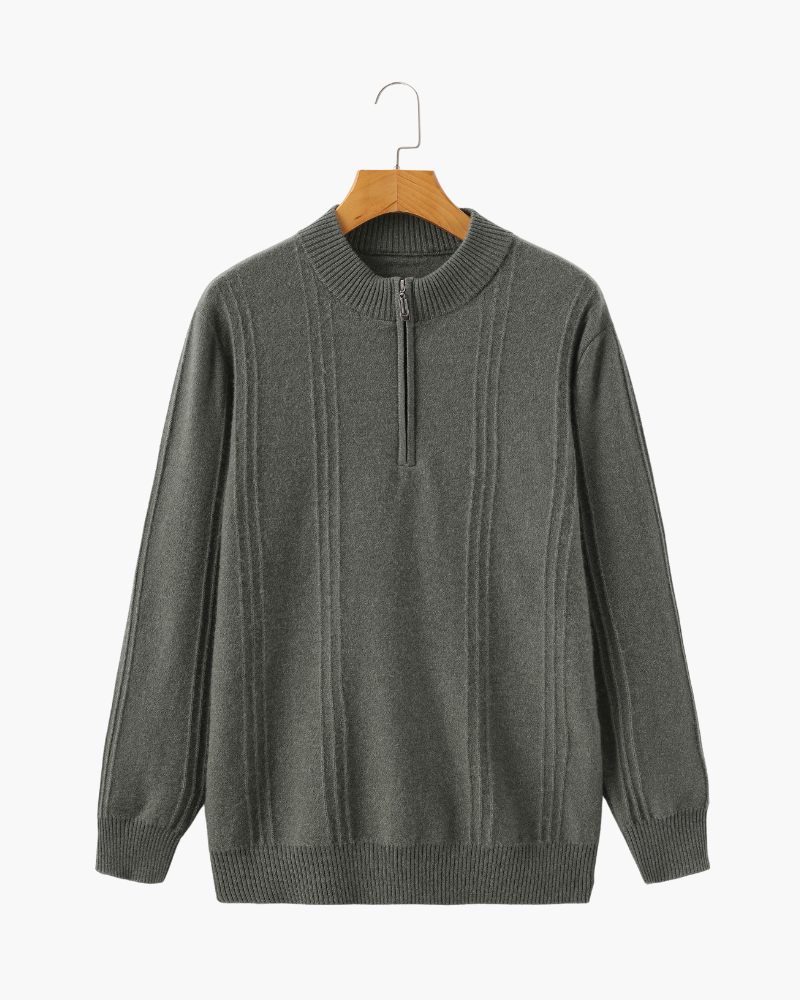 100% Cashmere Ribbed Half-Zip Jumper