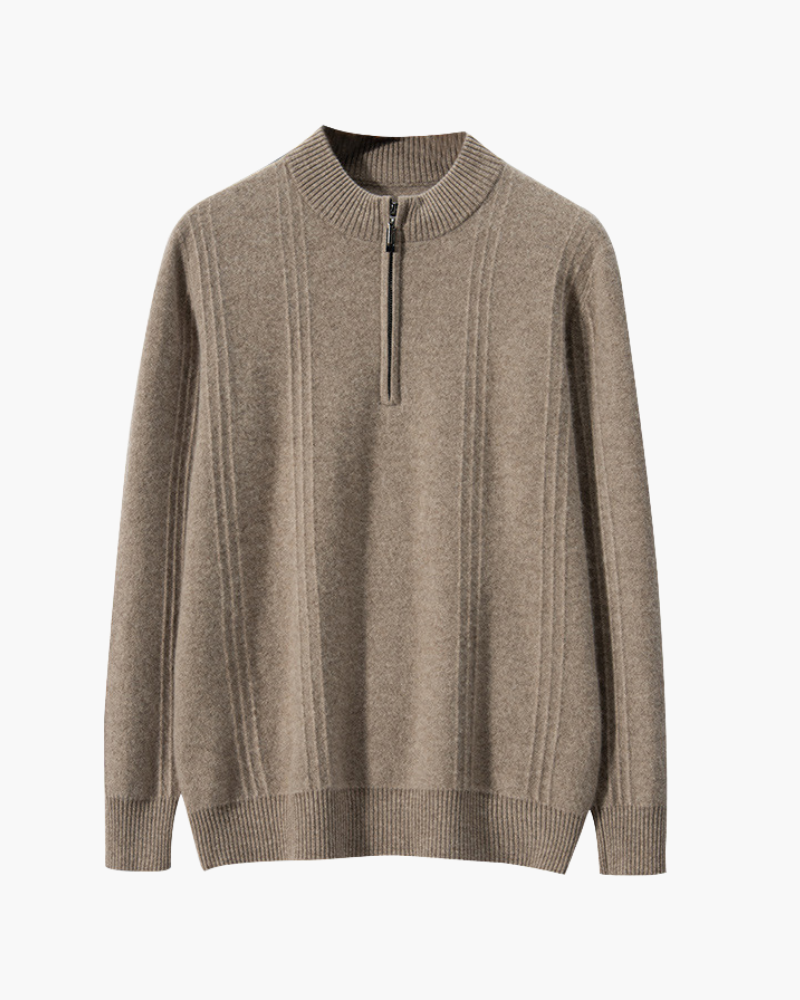 100% Cashmere Ribbed Half-Zip Jumper