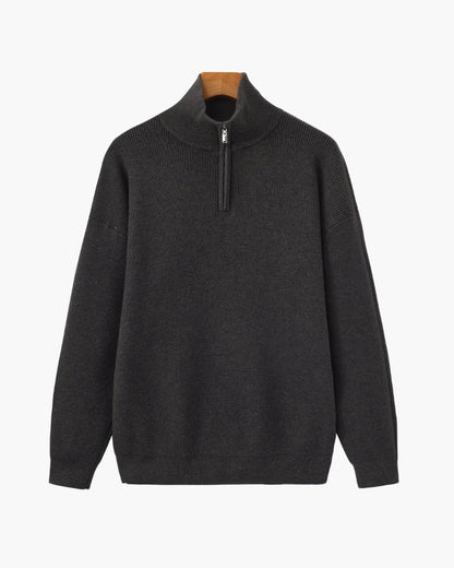 Pullover de Malha Refinado com Meio Fecho