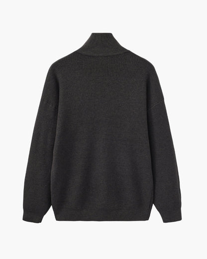 Pullover de Malha Refinado com Meio Fecho