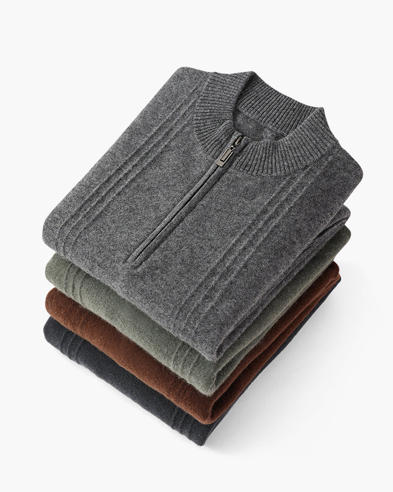 100% Cashmere Ribbed Half-Zip Jumper