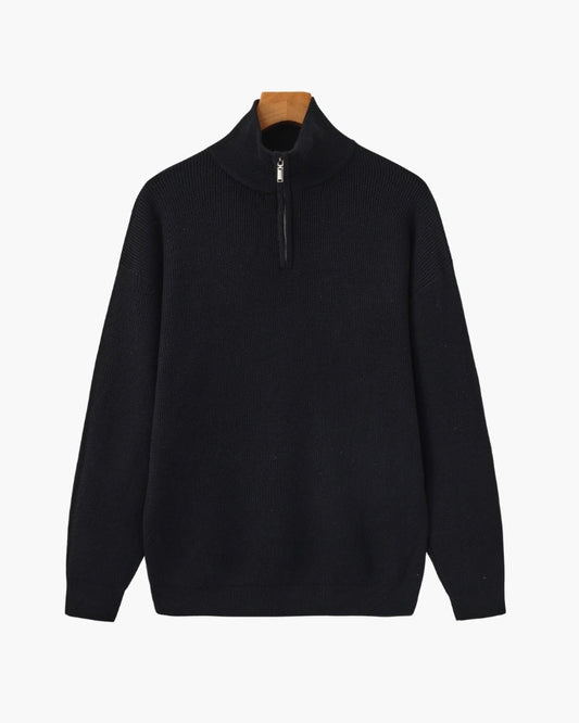 Pullover de Malha Refinado com Meio Fecho