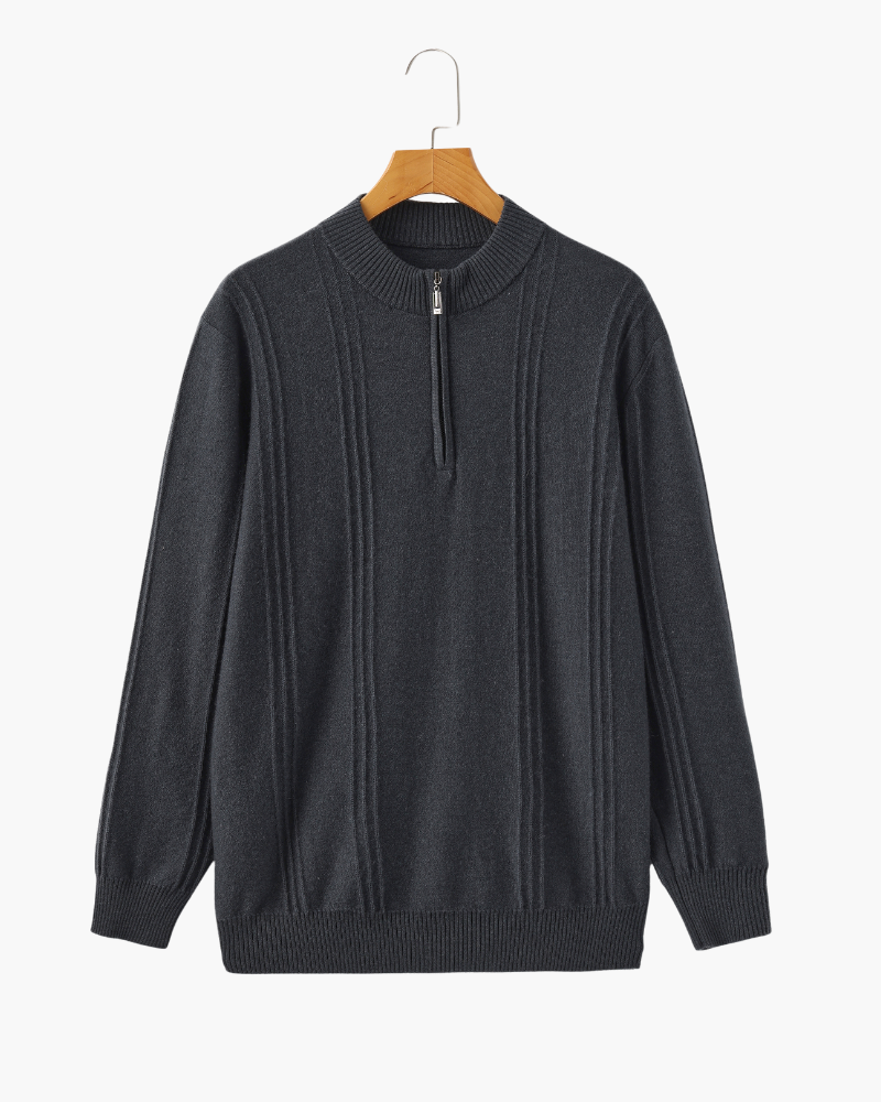 100% Cashmere Ribbed Half-Zip Jumper