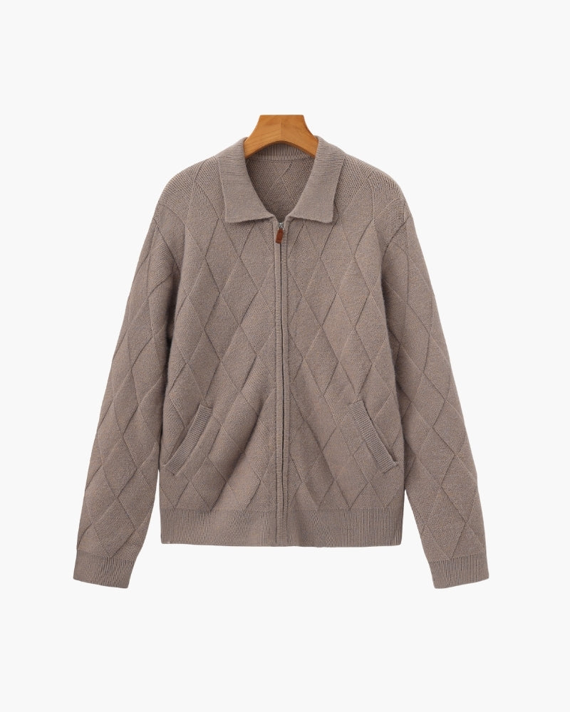 Heritage Diamond Knit Half-Zip Cardigan