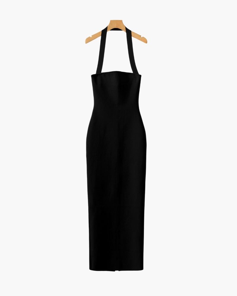 Fitted Halter Neck Maxi Dress