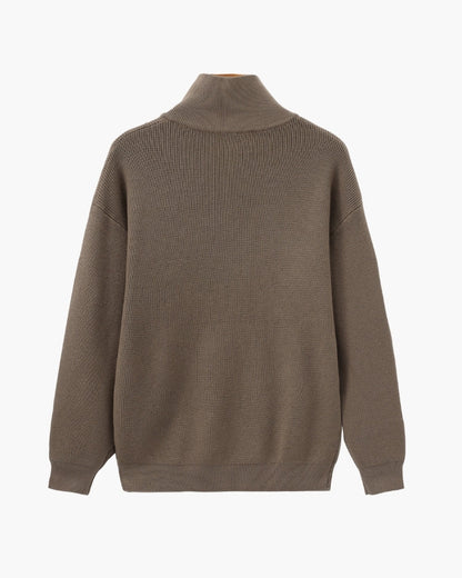 Pullover de Malha Refinado com Meio Fecho