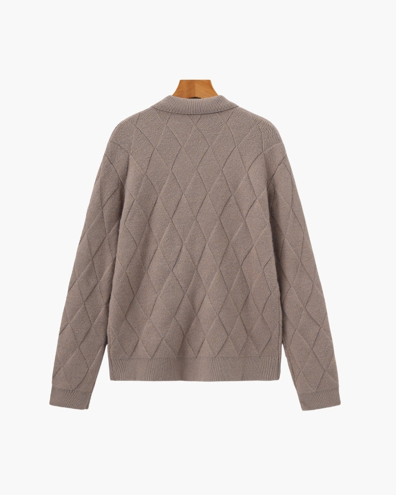 Heritage Diamond Knit Half-Zip Cardigan
