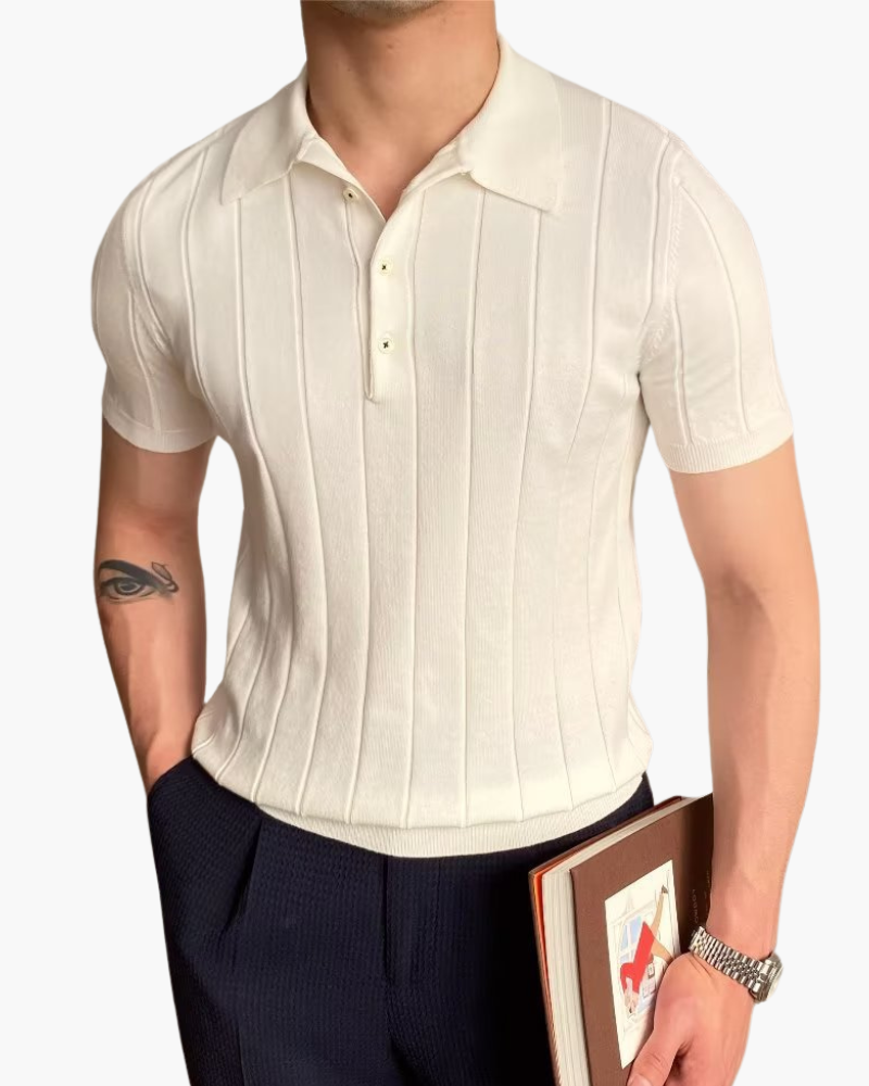 Ribbed Cotton Polo Shirt