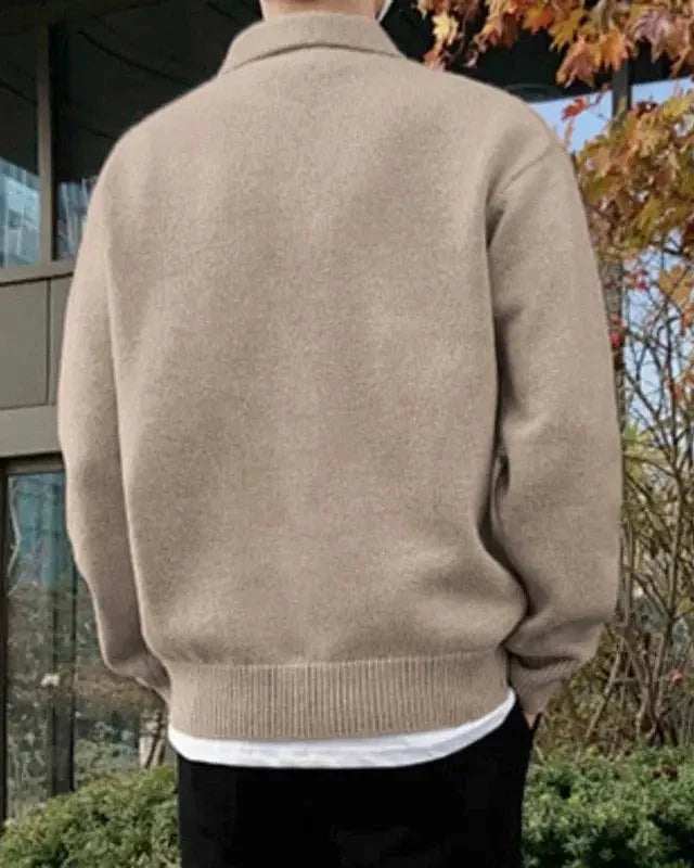 Wool Coat with Buttons and Half-Zip