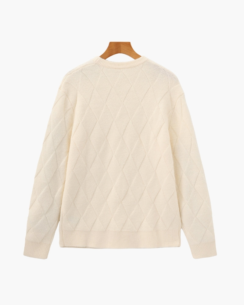 Crew Neck Diamond Knit Jumper