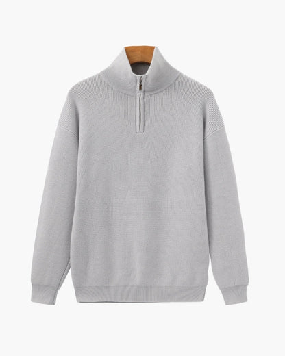 Pullover de Malha Refinado com Meio Fecho