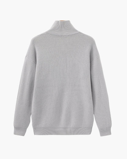 Pullover de Malha Refinado com Meio Fecho