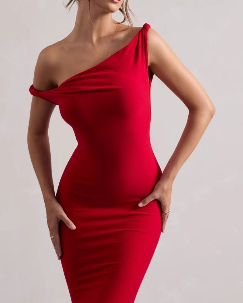 One-Shoulder Bodycon Maxi Dress