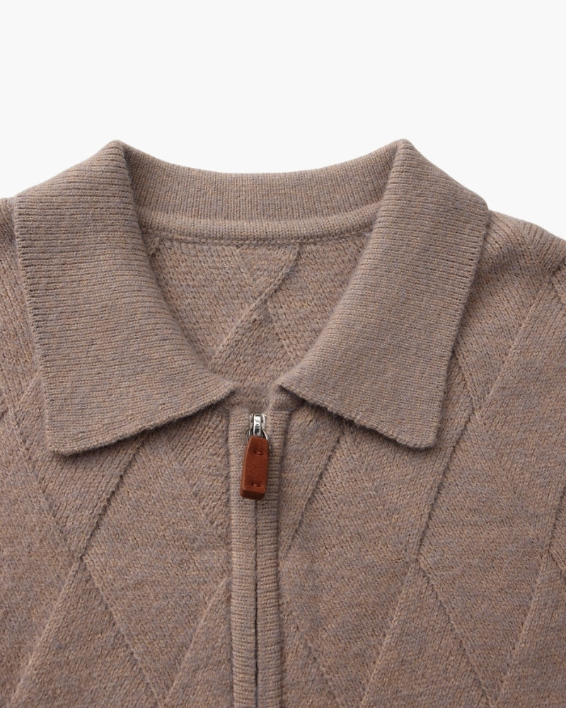 Heritage Diamond Knit Half-Zip Cardigan