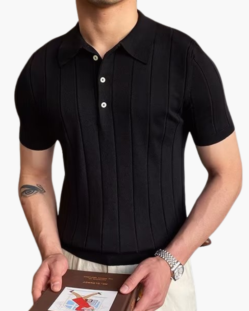 Ribbed Cotton Polo Shirt