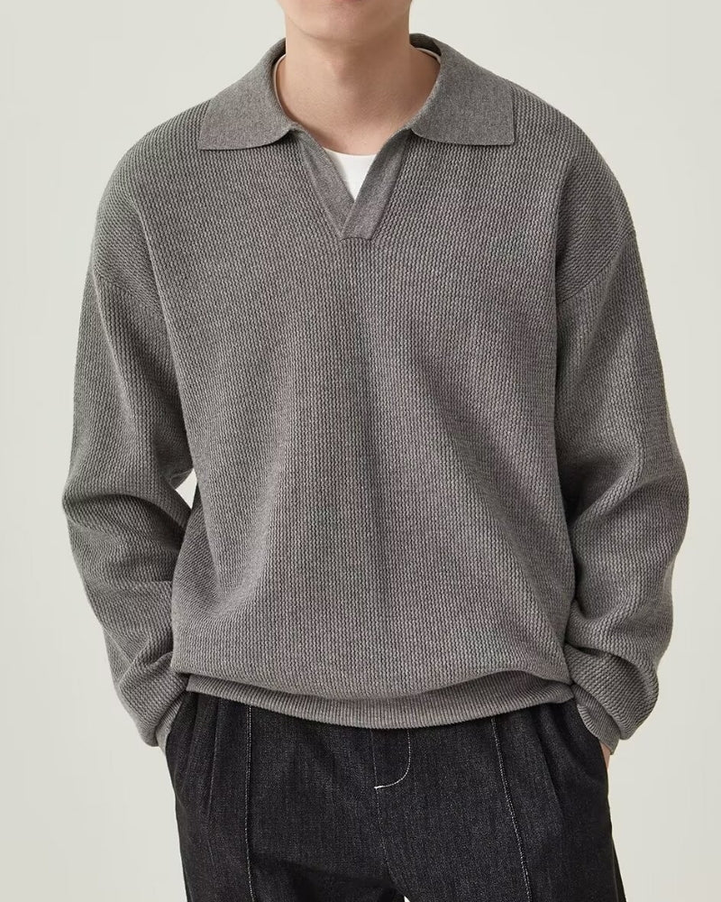 Textured Knit Polo Shirt