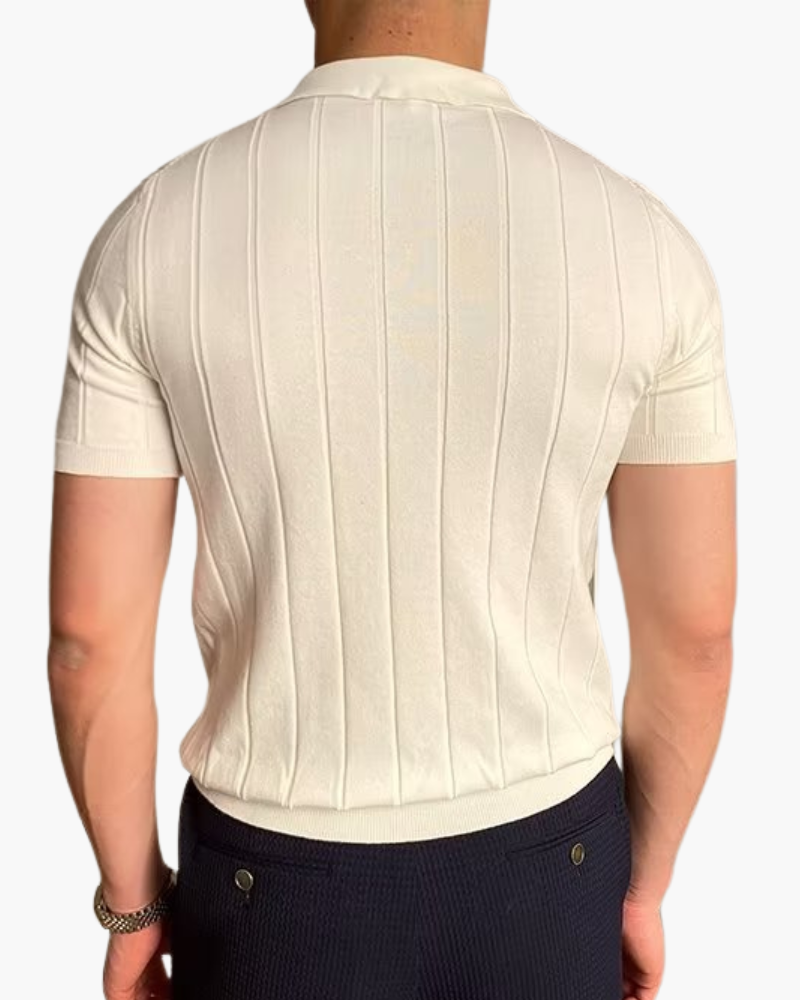 Ribbed Cotton Polo Shirt