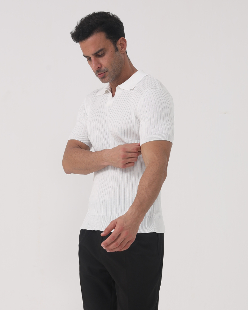 Florence - Ribbed cotton polo shirt