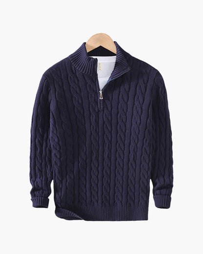 Verbier sweater with half-zip closure.