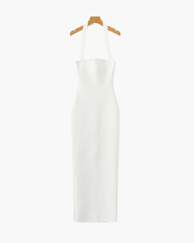 Fitted Halter Neck Maxi Dress