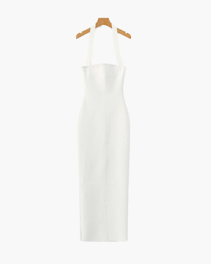 Vestido Maxi Ajustado com Decote Halter