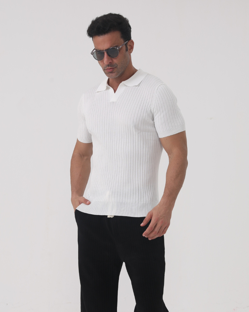 Florence - Ribbed cotton polo shirt