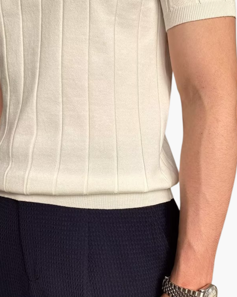 Ribbed Cotton Polo Shirt