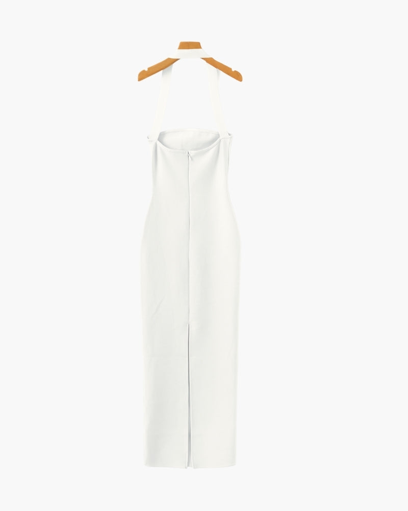 Fitted Halter Neck Maxi Dress