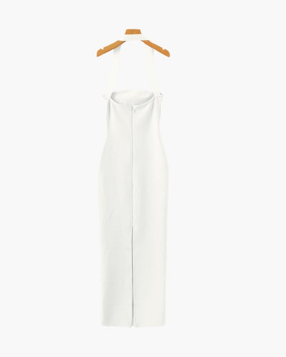 Vestido Maxi Ajustado com Decote Halter