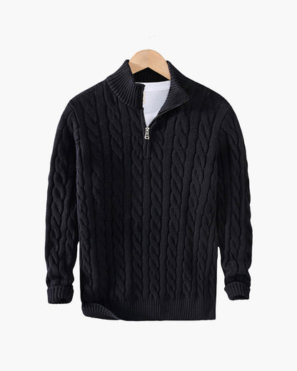 Verbier sweater with half-zip closure.