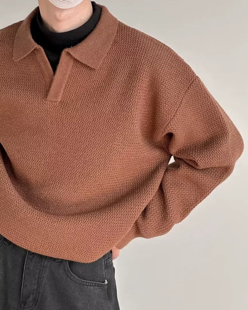 Textured Knit Polo Shirt