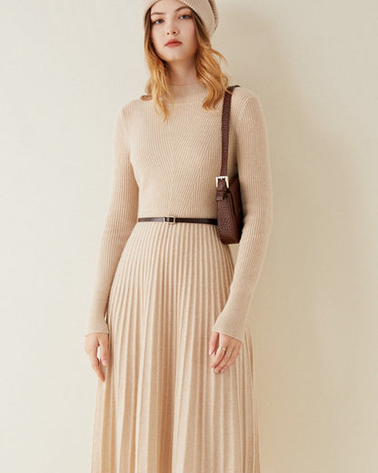 Vestido Evasé em Caxemira Pura