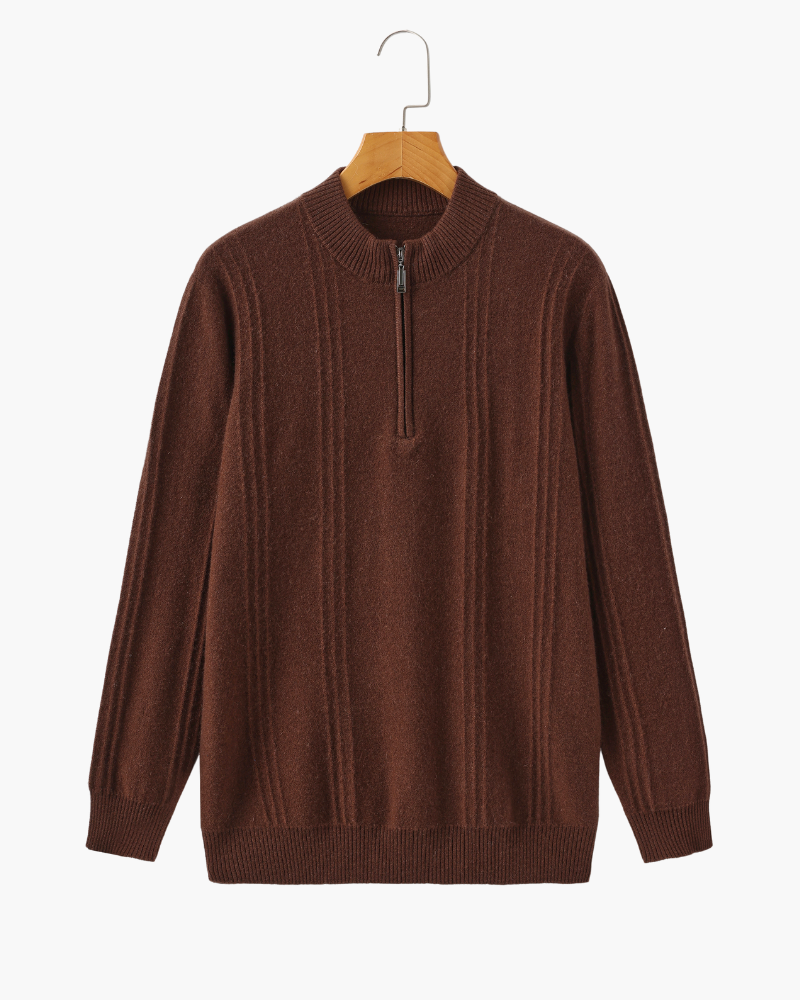 100% Cashmere Ribbed Half-Zip Jumper