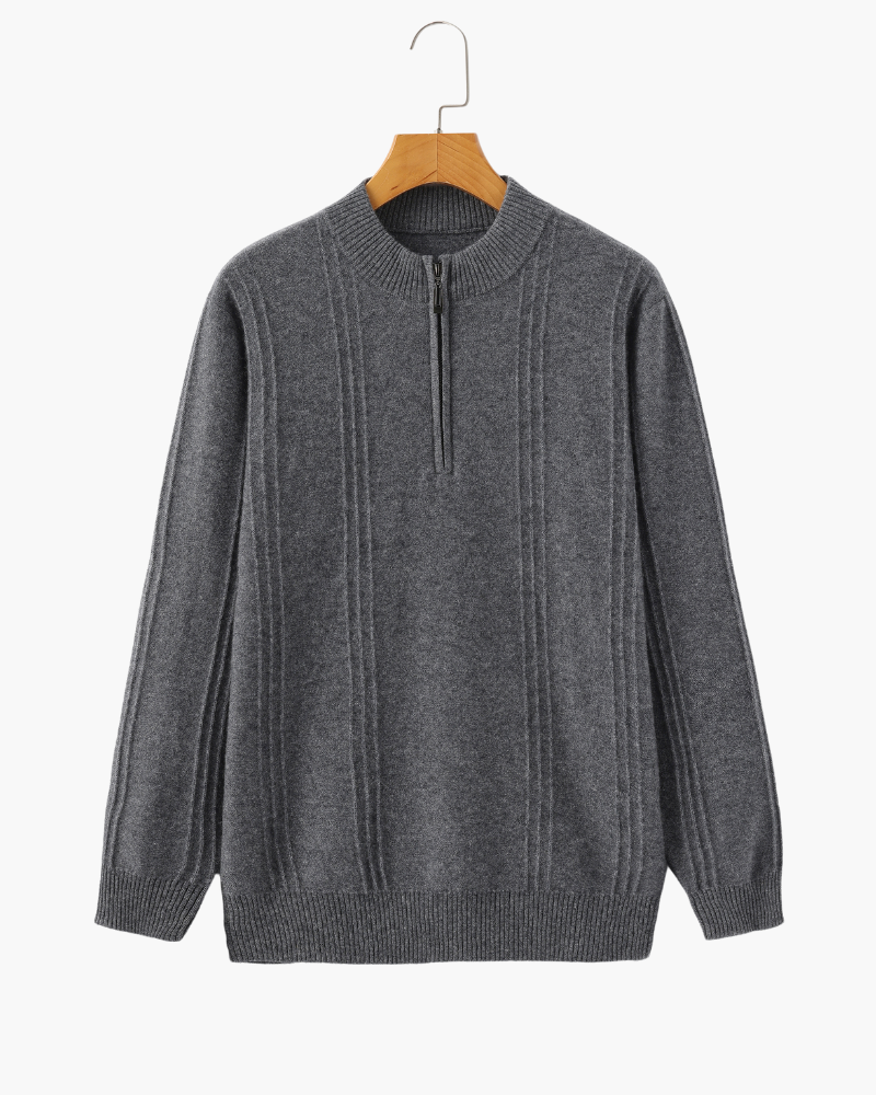 100% Cashmere Ribbed Half-Zip Jumper