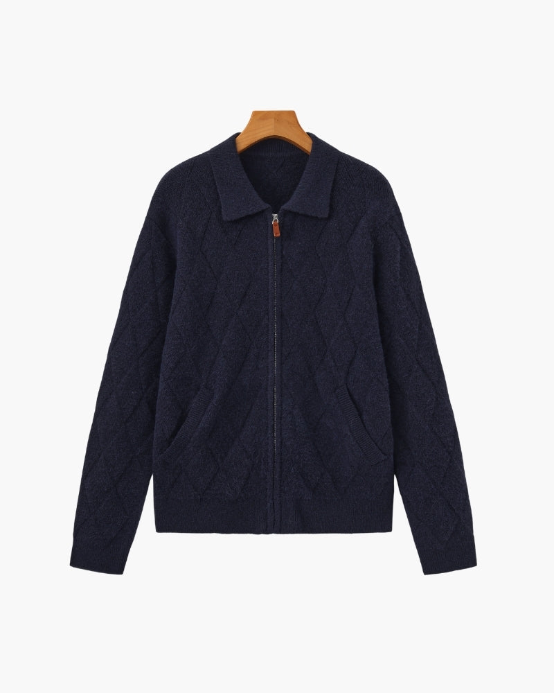Heritage Diamond Knit Half-Zip Cardigan