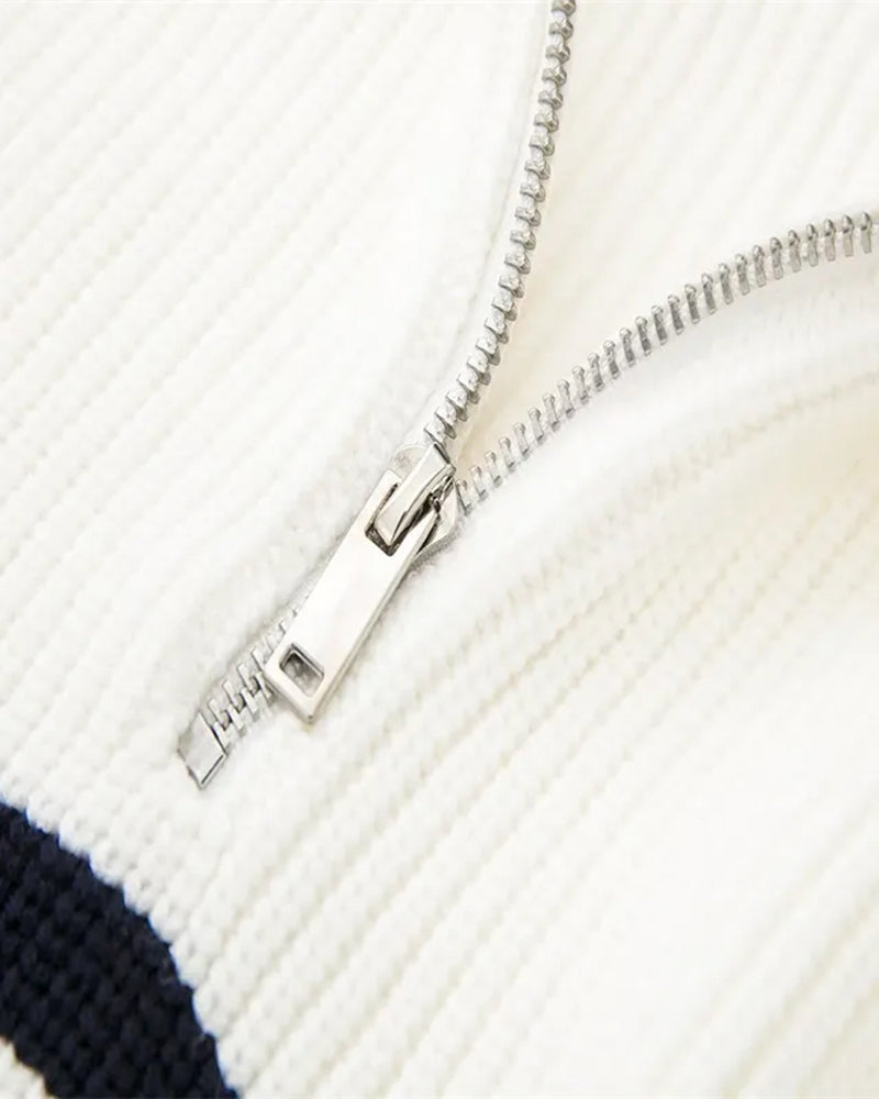 Striped Zip-Up Sweater