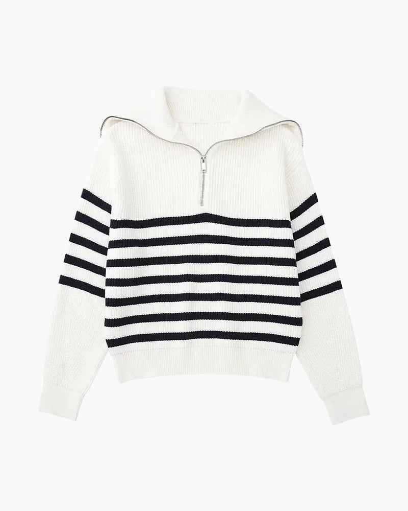 Striped Zip-Up Sweater