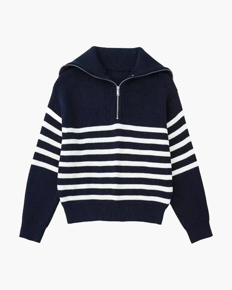 Striped Zip-Up Sweater
