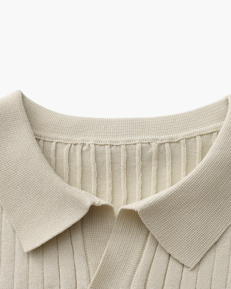 Premium Ribbed Knit Polo Shirt