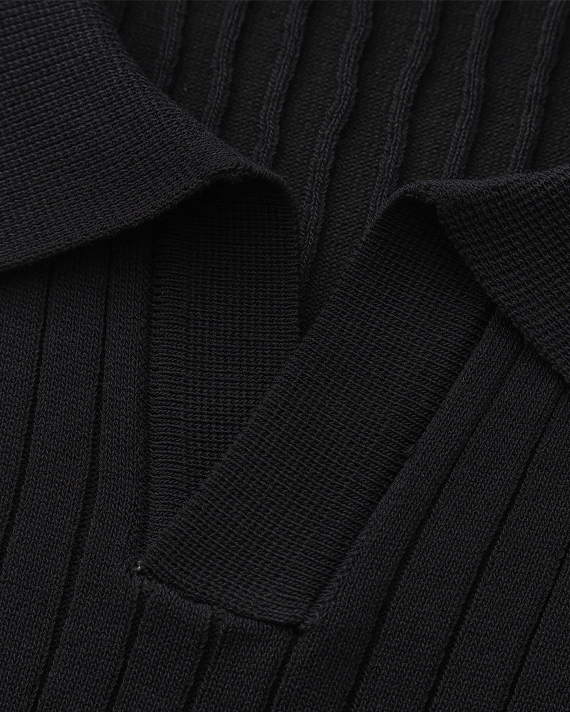 Premium Ribbed Knit Polo Shirt