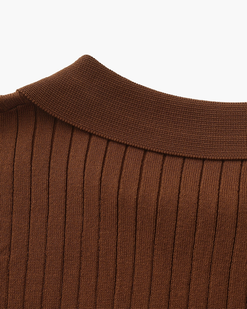 Premium Ribbed Knit Polo Shirt