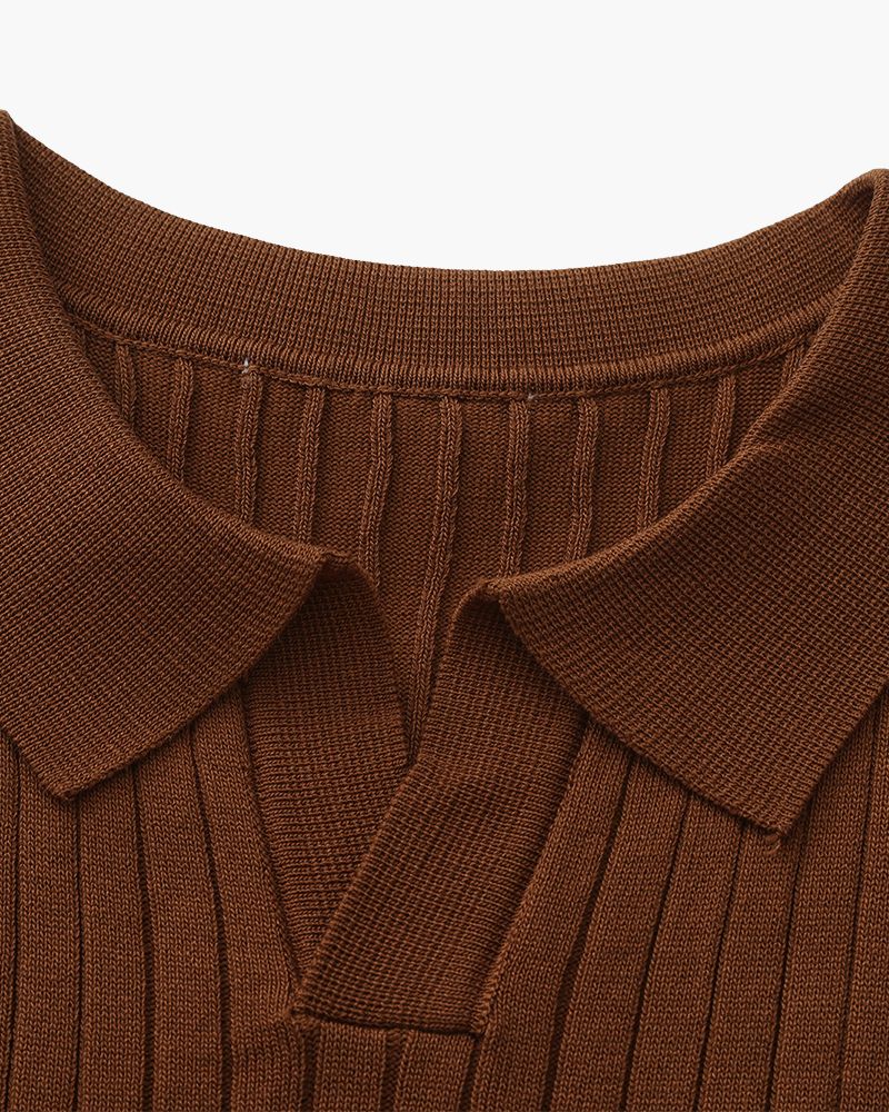 Premium Ribbed Knit Polo Shirt