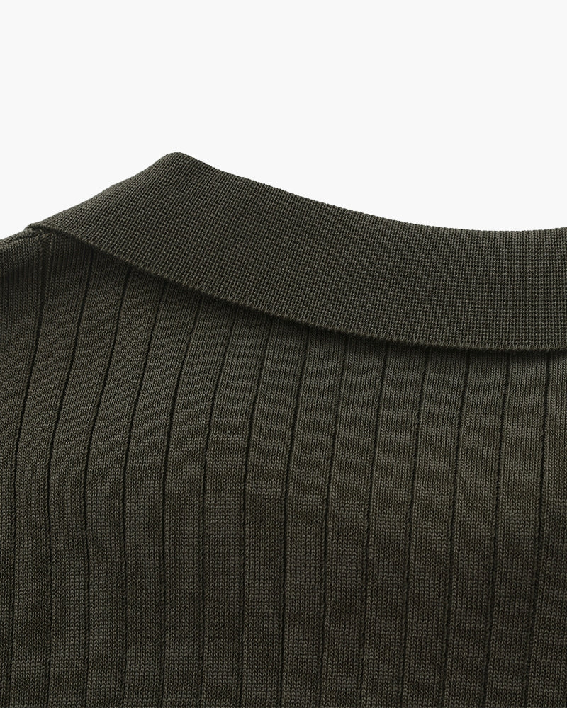 Premium Ribbed Knit Polo Shirt