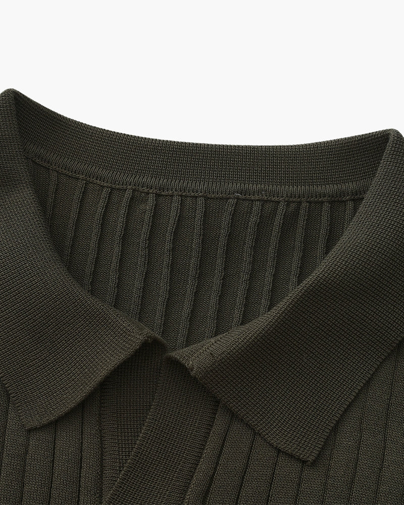 Premium Ribbed Knit Polo Shirt