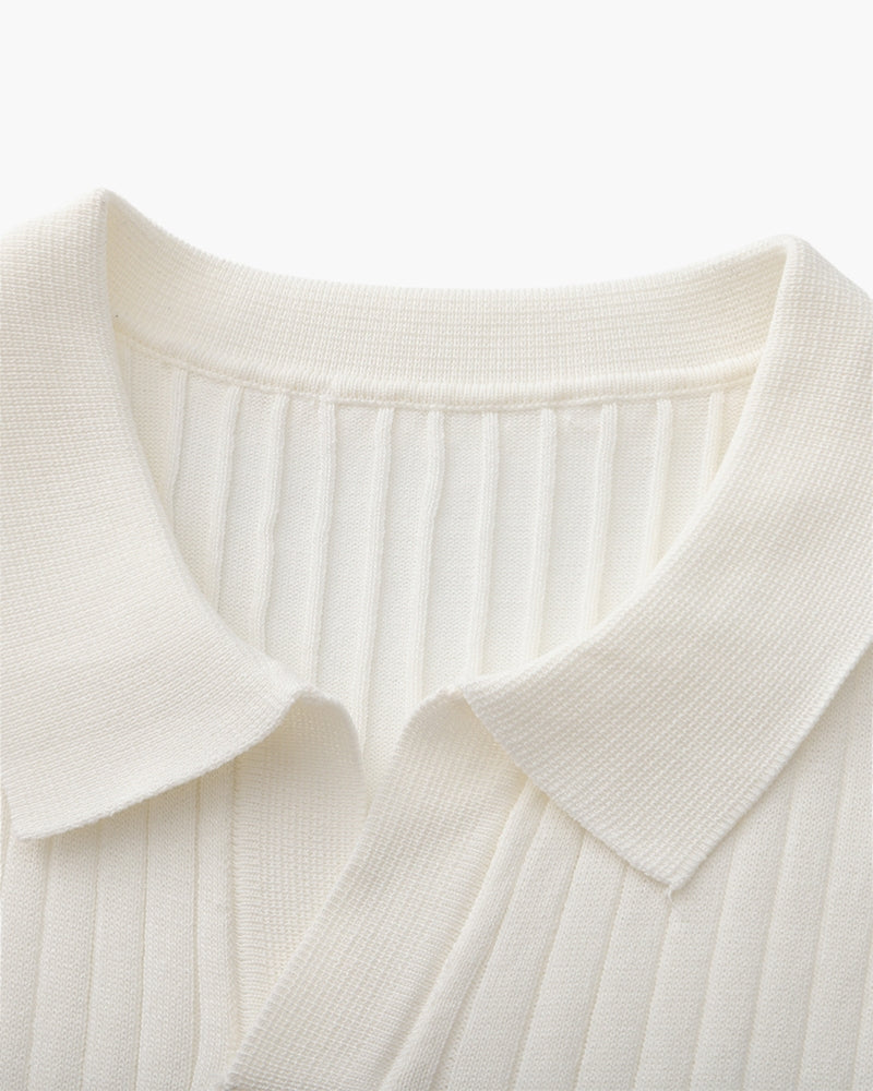 Premium Ribbed Knit Polo Shirt