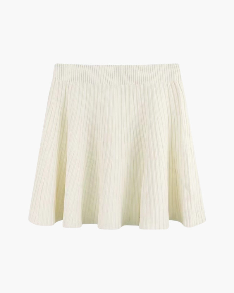 Pleated Wool Oxford Miniskirt